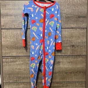 Little Sleepies Blue and Red Baseball Footie Pajamas